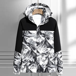 Nouvelle Arrivée Veste Coupe-Vent Décontractée pour Homme Printemps Automne Légère à Capuche en Toile Couleur Contrastante Fermeture Éclair Pas Cher Nouveau - Product Image 2