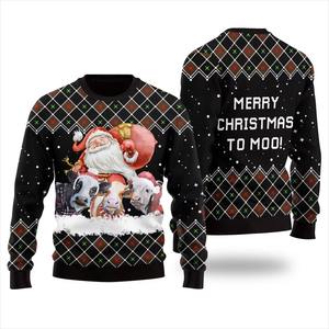 Pull de Noël moche unisexe grande taille pour femmes saison d'hiver OEM fabricant adulte vente en gros en nylon/acrylique logo avant - Product Image 3