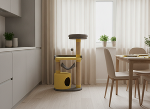 Arbre à chat écologique Juno avec matériau en jute à bords doux, grand espace, design durable pour les félins choyés - Emballage en carton - Product Image 6
