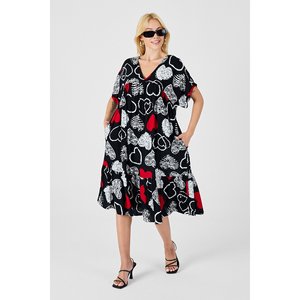 Scollo a V taglia Oversize modello doppio volano tascabile vestito elegante tessuto a maglia pezzo unico incluso - Product Image 5