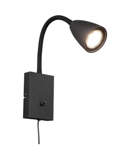 Lampada da parete flessibile Wanda GU10 IP20 con interruttore nero (Trio 202670132) - Product Image 1