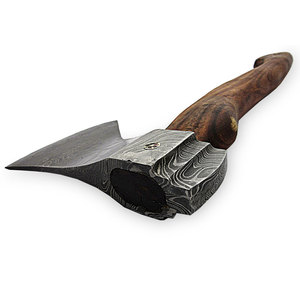 Wholesale Customized Bulk Orders OEM ODM Service Professional Damascus <b>Axe</b> Handmade Steel <b>Axe</b> Rose Wood <b>Handle</b> Leather Sheath - Product Image 5