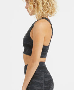 Soutien-gorge de sport pour femme à texture camouflage taille XS pour fitness et salle de sport-Porter une sangle confortable Style simple respirant avec logo avant - Product Image 3