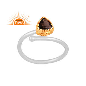 Best Selling Sterling Silver Natural Smoky Quartz Gemstone <b>Adjustable</b> <b>Ring</b> Custom Jewelry Manufacturer - Product Image 1