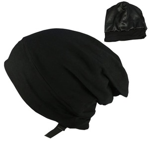 Satin doublé cheveux Bonnet chapeau pour femmes hommes bambou coton élastique nuit casquettes de couchage soie Skullies bonnets casquette Baggy chapeau bandeau - Product Image 4