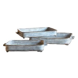 White Wash Rectangle Shape Galvanized Metal Serving <b>Tray</b> for Home Kitchen Dining Table Food and <b>Drink</b> Serving <b>Tray</b> Handicrafts - Product Image 1