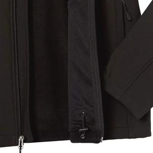 Veste softshell coupe-vent noire d'automne avec logo personnalisé pour hommes avec technique de broderie en serviette - Product Image 5