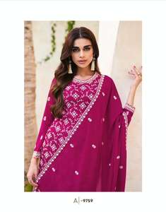 El último diseñador Pure Georgette Bordado Secuencia Trabajo Sharara Traje por Fab Zone - Product Image 4