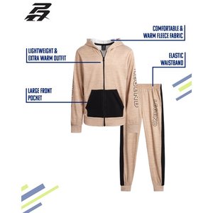 Ensemble de survêtement décontracté pour femme adulte, hiver, uni, 2 pièces, sweat à capuche zippé en polaire et pantalon de jogging - Product Image 2