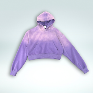 Streetwear personnalisé unisexe surdimensionné Baggy Boxy français éponge pull sweat Vintage délavé à l'acide blanc recadrée à capuche hommes - Product Image 1