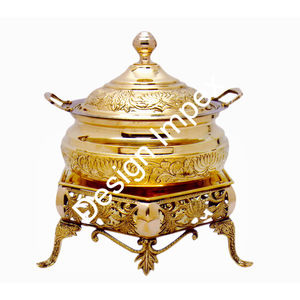 <b>Food</b> <b>Warmer</b> Display Exclusive Quality Pure Brass Chaffing Dish and Large Dish Serving Bowl With Stand in Best Prices - Product Image 6