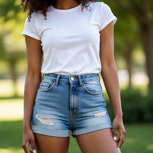 Women Casual Jeans Vintage <b>Wash</b> Distress Shorts Acid Washed Breathable Sexy Female Jeans Denim Shorts - Product Image 2