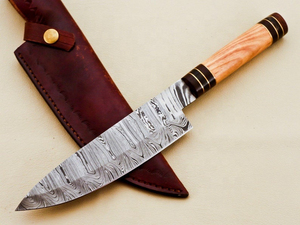 มีดเชฟเหล็กดามัสกัสทำมือด้ามไม้ - Product Image 4