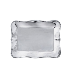 Bandeja para servir hecha a mano con borde de cuentas de perlas Bandeja para servir de mesa metálica para fiesta de boda más vendida hecha a medida - Product Image 1