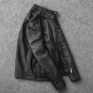 Chaqueta de cuero genuino informal clásica. Cool Slim Cowhide Coat. Chaquetas de cuero de moda para hombres de talla grande - Product Image 2