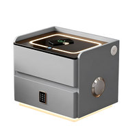Table de chevet intelligente compacte de 45 cm avec charge sans fil, lumière LED, verrouillage par mot de passe, 2 tiroirs - Table de nuit multifonctionnelle pour chambre à coucher