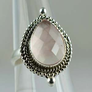 Bague artisanale en argent sterling 925 incrustée de quartz rose, style bohème, forme poire, pierre de naissance de janvier, bijou parfait pour elle - Product Image 6