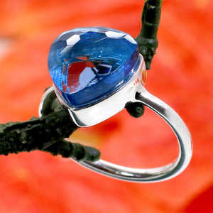 Anillo de Plata de Ley 925 romántico al por mayor, piedra preciosa en forma de trillón, corte liso, platino, chapado en rodio, joyería fina, ajuste de incrustaciones de rodio - Product Image 2