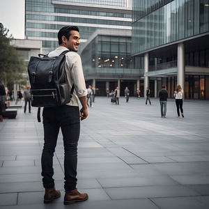 Sac à dos Sac de voyage en cuir véritable Sac à dos en cuir fonctionnel à la mode Sac de voyage scolaire - Product Image 5