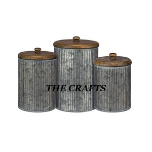 Nouveaux contenants de rangement de cuisine en acier inoxydable martelé avec couvercle en bois, hermétiques, préservant la fraîcheur, tailles personnalisables - Product Image 4