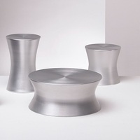 Tabouret de table d'appoint argenté au design moderne, couleur argent, pour dressing et coin canapé, pouf personnalisé fait à la main