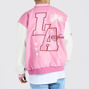 Venta al por mayor a granel chaqueta de invierno de los Hombres Nuevo diseño de gran tamaño Chenille Bomber con béisbol apliques Letterman frente patrón de retazos - Product Image 4