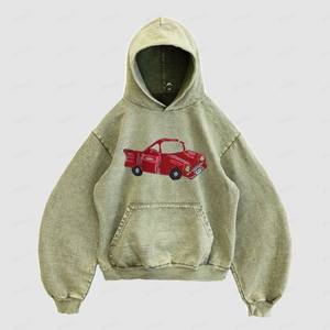 Sweat à capuche d'hiver en molleton épais 380-500 g/m² de qualité supérieure, brodé, délavé, vierge, avec logo DTG, coupe régulière, long, du fabricant OEM - Product Image 1