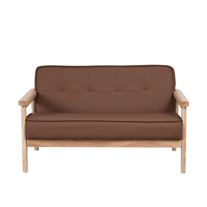 Kids <b>Mini</b> <b>Sofa</b> Solid Wood 2-Seater Brown PU Leather Eco-Friendly Bedroom Living Room Nursery Furniture - Product Image 2