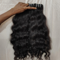 Rambut Virgin Remy Lembut Halus Rambut Manusia India Mentah Bundel Rambut Asli India Double Weft Bergelombang 100g 100% Ekstensi Rambut Manusia