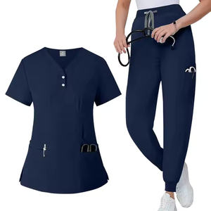 2025 pas cher Polyester col en V fendu logo personnalisé uniformes d'hôpital gommages médicaux gommages costumes infirmière gommage uniforme ensemble - Product Image 3