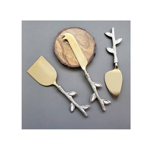 Juego de cubiertos de queso de latón mate de 3 con laca segura para alimentos para cocina, cubiertos de latón macizo, cuchillo de queso, juego de cubiertos a la venta - Product Image 4