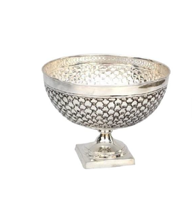 Nuevo cuenco redondo de Pedestal en relieve para fiestas, Material metálico, estilo moderno, cuenco para servir, exterior pulido brillante de alta calidad - Product Image 1