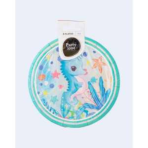 Platos de Papel para Fiesta con Diseño de Caballito de Mar de 17 cm, Artículos para Fiestas - Product Image 1