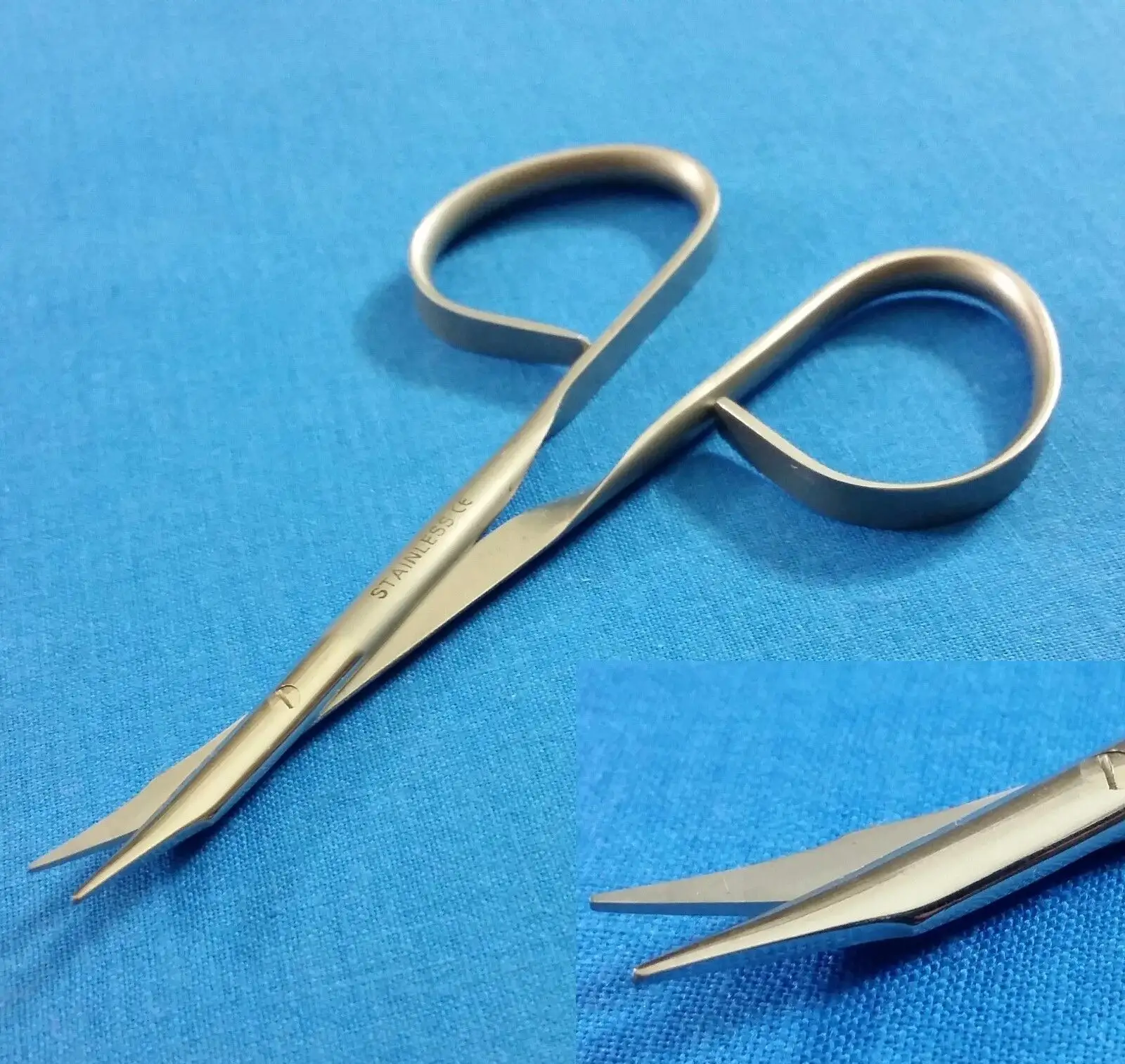 Steven Scissor Fine Tip Curved Scissor 10cm Ribbon Type Handle Ophthalmic Tenotomy Micro Surgery Scissors Stainless Steel
