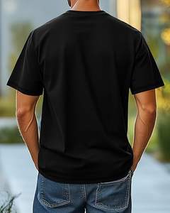 T-shirt en coton tricoté formel à épaules tombantes, coupe classique, personnalisé OEM 2025 pour hommes - Product Image 2