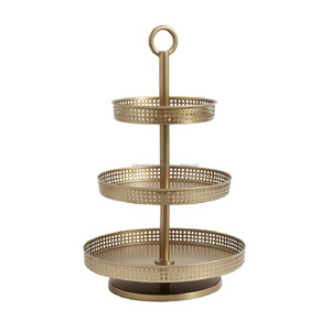Support de gâteau coloré d'or avec le finissage et la conception faits sur commande de trois planchers disponibles support de gâteau en métal avec la taille multiple - Product Image 1