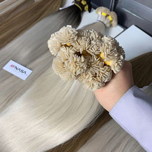 Extensions de cheveux de haute qualité, kératine pré-collée, pointe plate, 100% cheveux vierges vietnamiens, couleur platine - Product Image 1