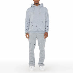 Survêtement d'hiver à capuche uni évasé pour homme 100% coton respirant léger confortable toute la journée - Product Image 1