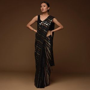 Saree de style Bollywood brodé lourd de qualité supérieure pour les femmes tenue de mariage et de fête élégante aux prix de gros pour l'été - Product Image 5