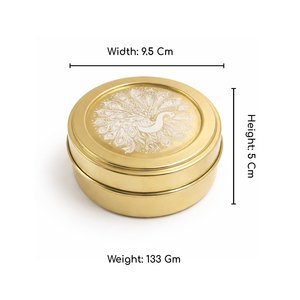Boîte à masala en laiton élégante avec un design traditionnel gravé avec soin. Parfait pour un usage domestique et pour offrir en cadeau. - Product Image 4