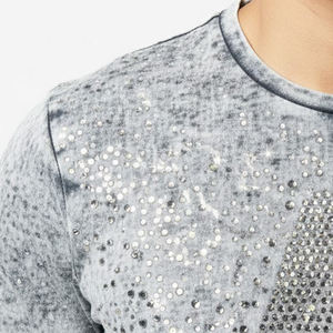 T-shirt pour homme en coton 100% avec strass, coupe ample, toutes saisons, service OEM très demandé. - Product Image 2