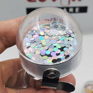 ภาชนะพลาสติกทรงกลมสำหรับงานปาร์ตี้ พร้อมแผ่นคอนเฟตติสีรุ้ง ลายเรขาคณิตสไตล์โมเดิร์น - Product Image 1