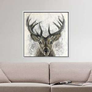 Elegant Deer Canvas Print: Modern Farmhouse Wall Art Decor,White <b>Framed</b> - Product Image 1