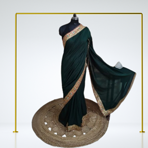 Elegante Sari tradicional de seda India intrincadamente bordado con diseños intrincados un producto de ropa de moda - Product Image 5