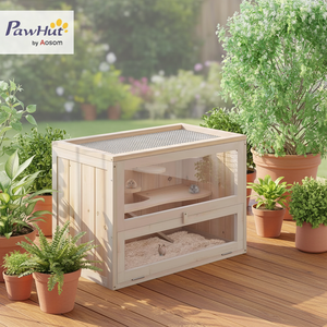 Chilochilo Luxury Outdoor Solid Wooden Hamster <strong>Cage</strong> Metal Small Animal Habitat Openable Top for <strong>Guinea</strong> <strong>Pigs</strong> Mice Rats - Product Image 2
