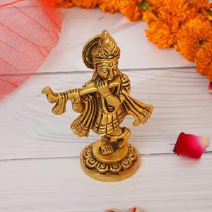 รูปปั้นพระกฤษณะทองเหลือง murli manohar krishna - Product Image 1