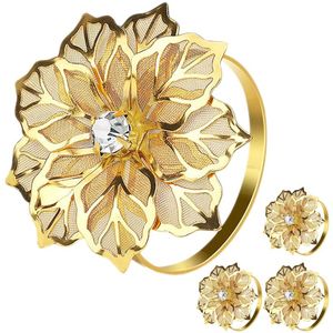 Serviette en or doux avec doublure en laiton Rond de serviette pour fête de mariage Dîner Décoration de table de Noël Rond de serviette en métal minimaliste - Product Image 1