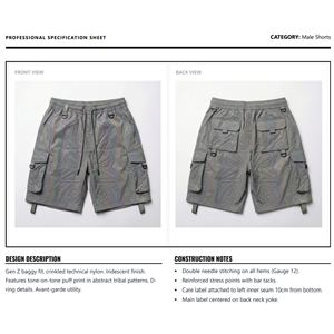 <b>Men</b> Solid Nylon Cargo <b>Shorts</b> Custom Puff Print Breathable Streetwear <b>Baggy</b> Fit Gym Casual Half Pants Wholesale Bulk OEM Supply - Product Image 6