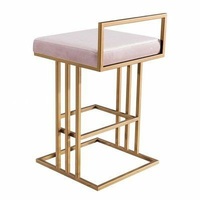 Tabouret de Bar en velours avec comptoir en métal doré de luxe moderne, chaise de Bar en fil métallique pour Table basse, fabrication artisanale d'excellente taille