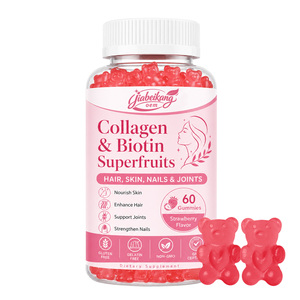 Gummies de collagène végétalien à marque privée OEM avec <span class=keywords><strong>biotine</strong></span> et kératine pour cheveux, peau et ongles – Multivitamine gommeuse au collagène et <span class=keywords><strong>biotine</strong></span> - Product Image 1